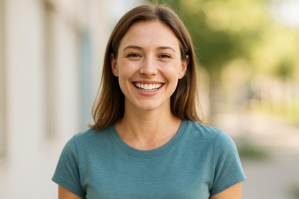 Woman showing healthy white smile